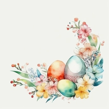 Watercolor easter corner border frame Clipart, easter, Minimalist Flowers Watercolor, Separated design, 8k