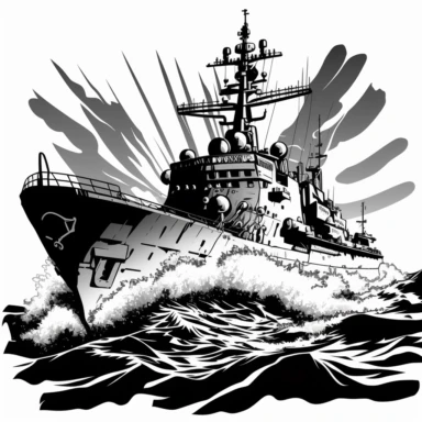 Navy army ship black white clipart