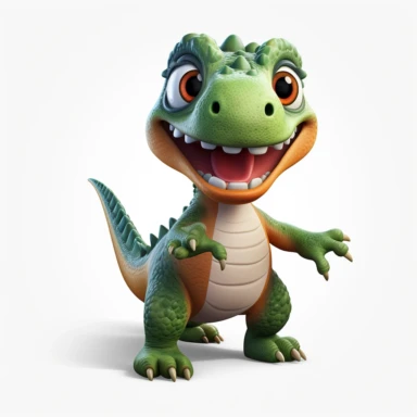 clipart, cartoon Raptorex, in the style of imax, playful and lighthearted compositions, childlike innocence and charm, uhd image, realistic and hyper-detailed renderings, movie still, utilizes, white background
