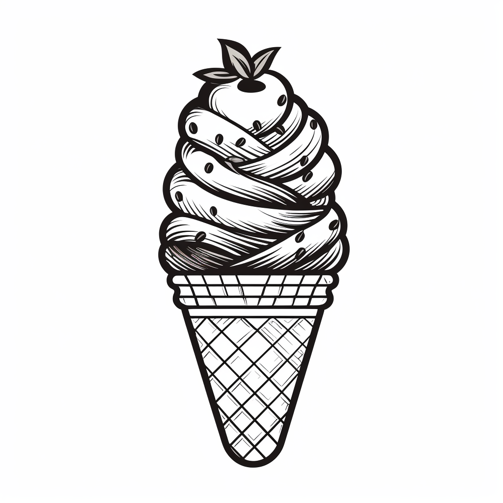 ice cream clipart black and white
