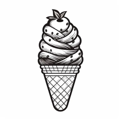 ice cream. simple. minimalist. line work. black line no shading. clipart. white background,8k,--q3