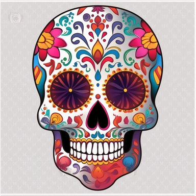 Colorful Sugar Skull PNG Day of the Dead line art clear illustration 2d cartoon full body,Clipart PNG, Transparent
