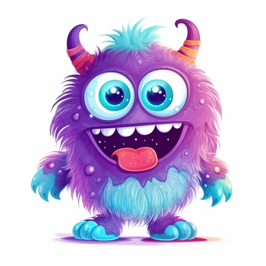 Cute monster clipart, white background