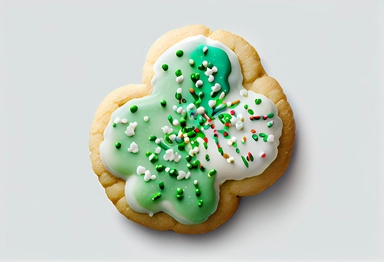 sugar cookie shamrock shape with green glazing and white decoration - st Patrick dessert food - transparent background png food clipart , .highly detailed, + cinematic shot + photo taken by sony + incredibly detailed, sharpen details + highly realistic + professional photography lighting + lightroom + behance photography unsplash