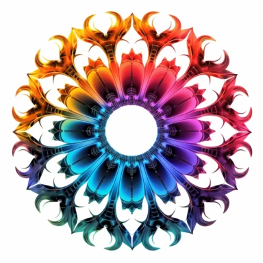 infinity fractal clipart, vibrant chakra colors, on white background