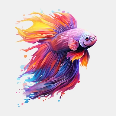 beta fish, creative shiny, super resolution, Pshycedelic PNG, Graffiti, Clipart, watercolor, realistic, 8k