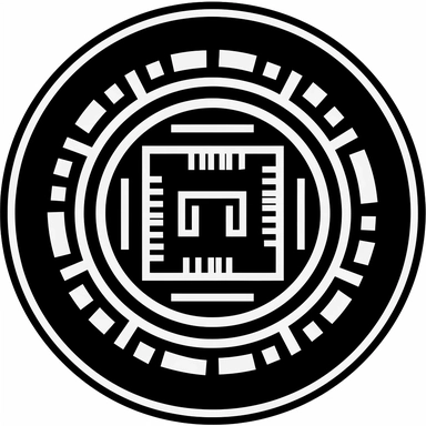 small circular icon, it is a screen that contains lines of code, black and white, greyscale clipart