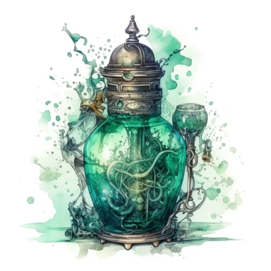 witch potion , in the style of mystic mechanisms ,pencil art illustrations, Isolated white background, reimagined by industrial light and magic, lith printing, illusory images, watercolor clipart, very subtle emerald tones, , ,