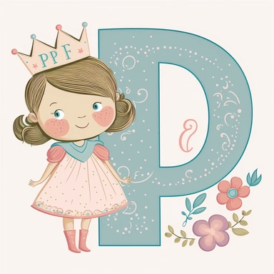 cute disney clipart for childrens book letter P Disney cute happy princess theme pastel colors