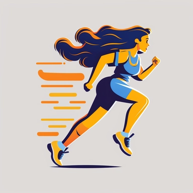 clipart girl running clip art png, in the style of sketchfab, dynamic and energetic, yellow and blue, 32k uhd, animated gifs, emphasis on linear perspective, flat and graphic
