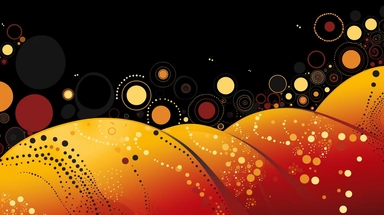 aboriginal australia dreamtime, songlines, simple clipart flat illustration of red yellow and black color gradients