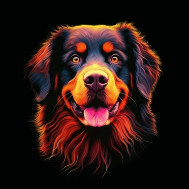 bernese mountain dog, light painting, ultra detailed, clipart design graphic, vector, contour, 32k,