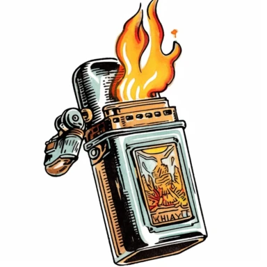 clipart vintage western pastel lighter with flames coming out of it