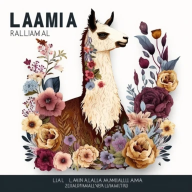Llama Sublimation Clipart design, llama body make with floral, llma with dark floral head