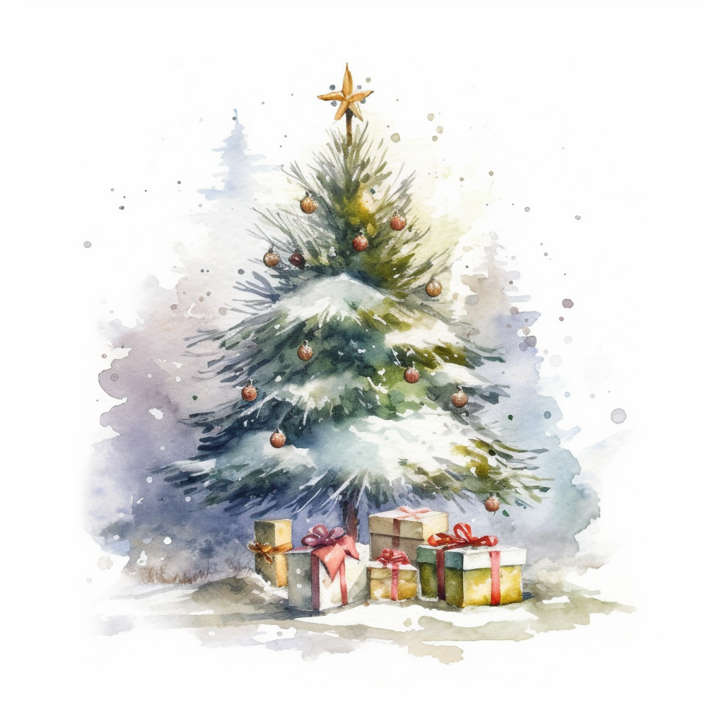 christmas tree with presents clipart