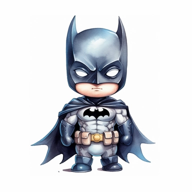 watercolor clipart, cartoon, batman