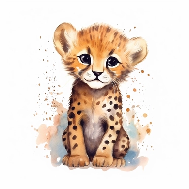Watercolor cheetah, baby cheetah, animal, clipart, 4k, cute cheetah, etsy <@1110215565999611998>