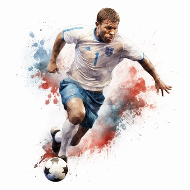 Award winning hyper detail watercolour, football player, white background, clipart