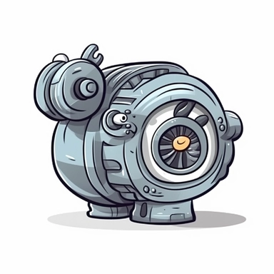 turbo charger simple cartoon drawing for children, clipart, isolated on white background