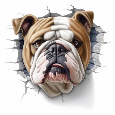 3D Super Realistic English bulldog Dog Clipart