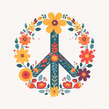 peace sign. flower, heart, t-shirt design, vector graphics, simple, flat, minimalist, clipart, white background design