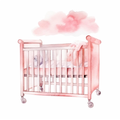 cute watercolor newborn soft pink baby Crib Mobile, watercolor effect, isolated white background, babyshower clipart, soft pink tones