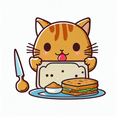 cute cartoon kawaii clipart cat, hungry, solid white background