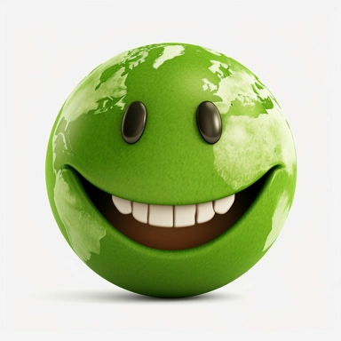 globe with smiling face that simbolizes environmental Protection, clipart, hd, no background