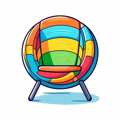 A clip art image of colorful doodle beach ball chair cartoonish isolated white background, minimalist, 8K, C20
