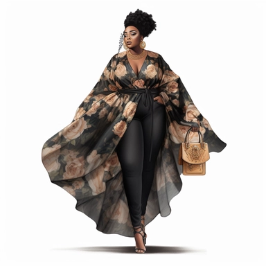 fat Luxury Fashion black girl, Black woman png, full body, Fashion clipart girl, Boss lady clipart, full body, stylish, beautiful black woman, girl boss, clip art,highly detailed, clip art, watercolor art, high definition, white background, transparent background, art