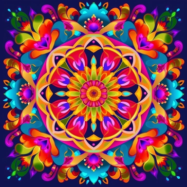 a kaleidoscope of bright colors in a Mexican style shapes within clipart no fonts no words no letters