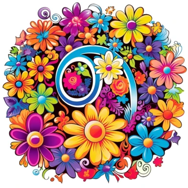 Hippie clipart 1960s and 1970s culture Psychedelic art Retro design Flower power Peace sign Groovy Tie-dye Rainbow colors Flower child Love and peace Bohemian Summer of love Colorful Vibrant ar 2:3
