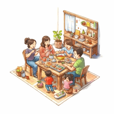 watercolor, family home activities. Happy parents and children playing video and board games, cooking, dancing, doing jigsaw puzzles, taking baths, and painting together. png Full body realistic cartoon in 32K UHD cute. 15 cm thick outline. Black color. There was no shadow on the ground. 8k with realistic watercolors and detailed illustrations. PNG clipart, transparent white background
