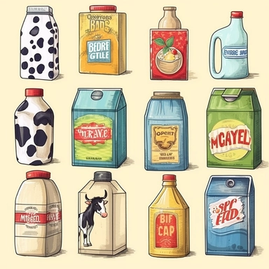 milk carton full body Clipart - 13 High Quality JPGs - Digital Download - Card Making, Mixed Media, Digital Paper Craft