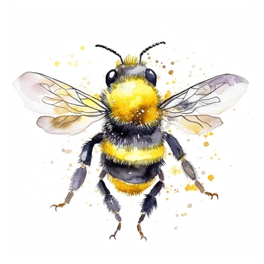 whimsical watercolour clip art bee Christmas tree decorations