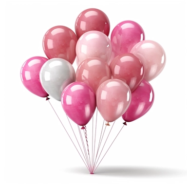clipart bundle of different shades of pink balloons, white background