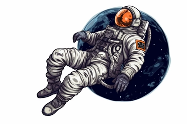 undead astronaut hanging on the moon clipart isolated on white desktop background