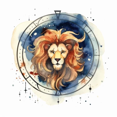 zodiac sign leo, gothic theme, stylized, oldschool, watercolor, painting, minimalistic, simple, clipart, white background