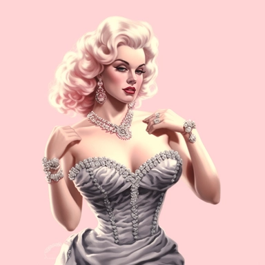 beautiful stunning pretty vintage burlesque girl, elegant corsets and jewles, burlesque stuff,paint art style, clipart, white background, superrealistic, one of a kind