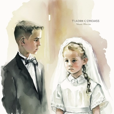 First Communion, watercolor by Thomas W.Schalle, clipart, white background