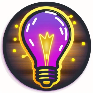 Clip art image of light bulb idea icon, the images should be versatile and suitable for use in a variety of projects such as presentations, social media posts, blog articles, and more. The style should be modern and clean, with bold lines and neon colors