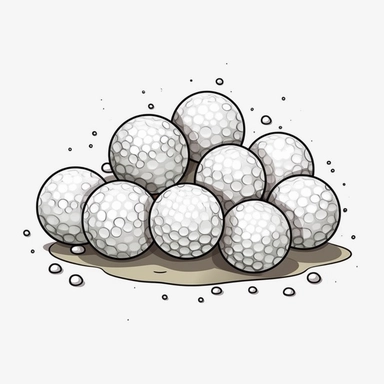 golf balls, clip art, clean lines, cartoon style, white background