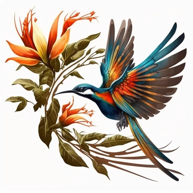 bird of paradise flying clipart