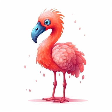 Cute Beautiful Happy Face Baby flamingo Full body Sublimation Clipart,Cartoon,hyper realistic, intricate detail, illustration style,high solution,on the white background