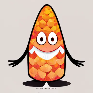 adorable candy corn cartoon character with arms and legs and feet, smiling, vector image, clipart, solid white background