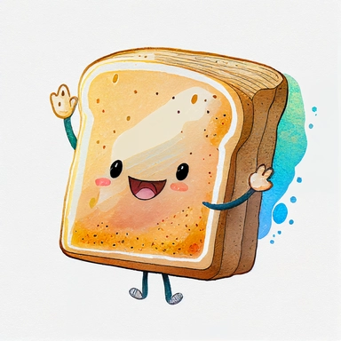 a cute cartoon toast bread. Watercolor painting style. Illustration clipart