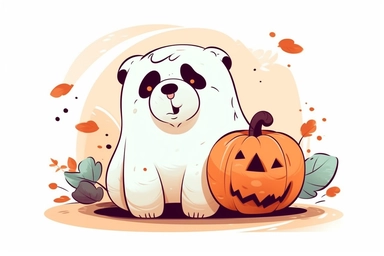Cute Polar bear in halloween Day clipart, cartoon, white background,