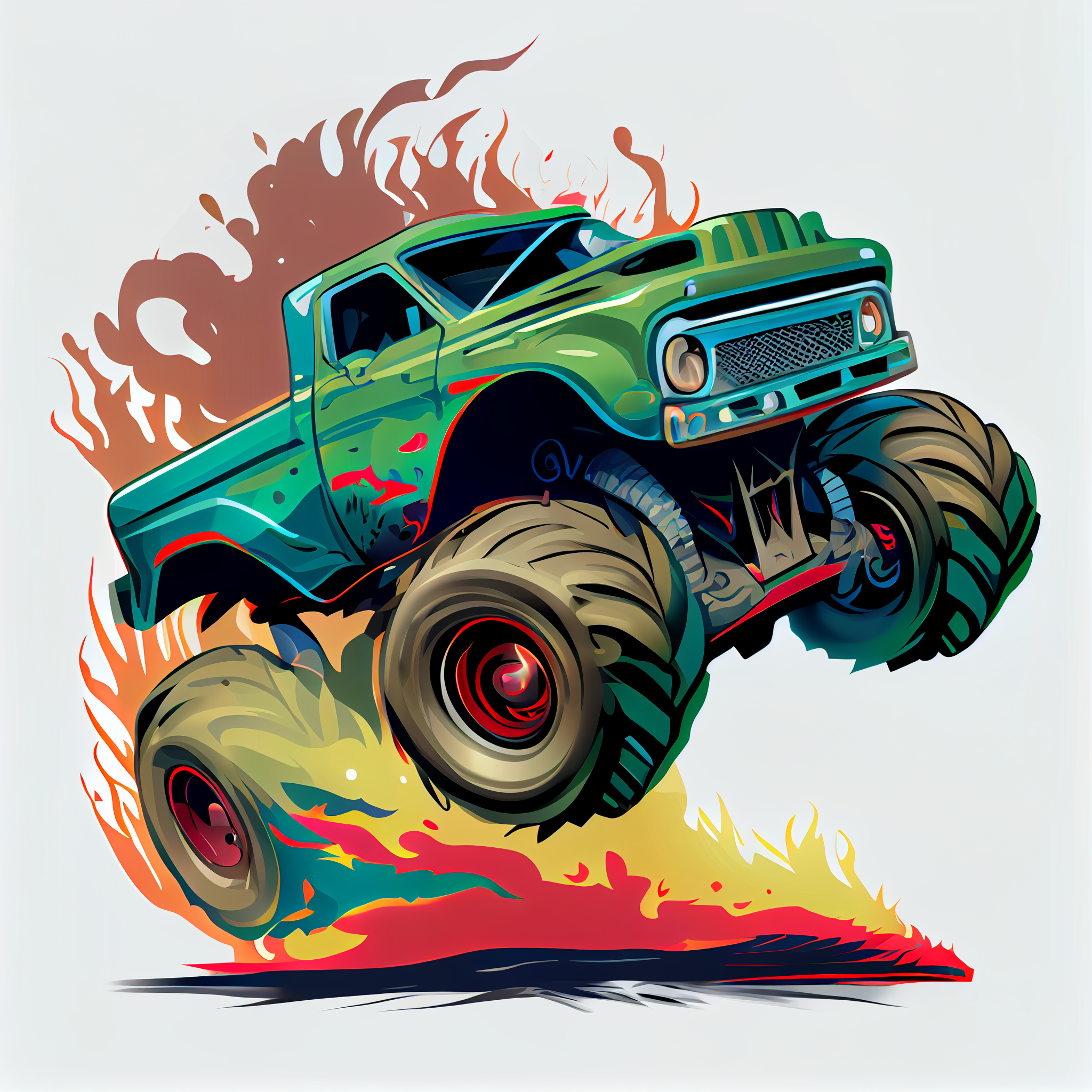 flaming truck cliparts