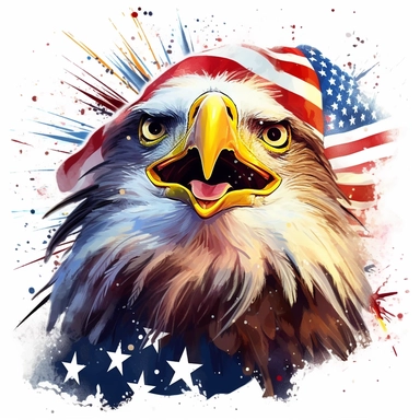 4th of july clipart that captures the excitement and energy of indipendence day celebration,patriotic element like the eagle,cow,fireworks and the other symbol of national pride,vibrant color,high resolution 4k ,a design that captures the essence of this