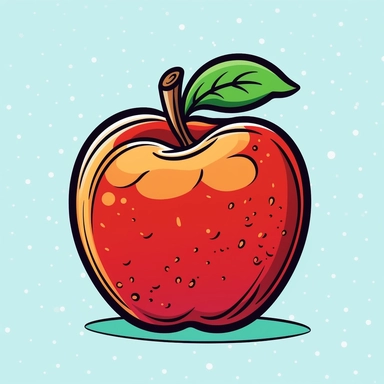 Create a unique clipart of an apple using Midjourney's cartoon style. The apple should be the main focus with a plain, high-contrasted background that emphasizes its features. Make sure the apple is recognizable and visually appealing, with a cartoonish touch that adds personality and charm. Let Midjourney's AI art generator bring your clipart to life!